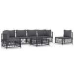 7-Piece Garden Lounge Set with Cushions Anthracite Steel Outdoor Patio Lounge Furniture
