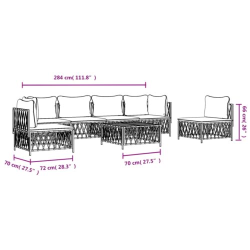 7-Piece Garden Lounge Set with Cushions Anthracite Steel Outdoor Patio Lounge Furniture - Image 9