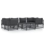 7-Piece Garden Lounge Set with Cushions Anthracite Steel Outdoor Patio Lounge Furniture
