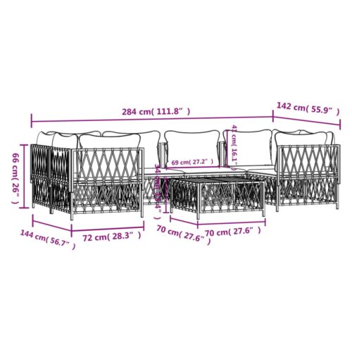 7-Piece Garden Lounge Set with Cushions Anthracite Steel Outdoor Patio Lounge Furniture - Image 9
