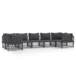7-Piece Garden Lounge Set with Cushions Anthracite Steel Outdoor Patio Lounge Furniture