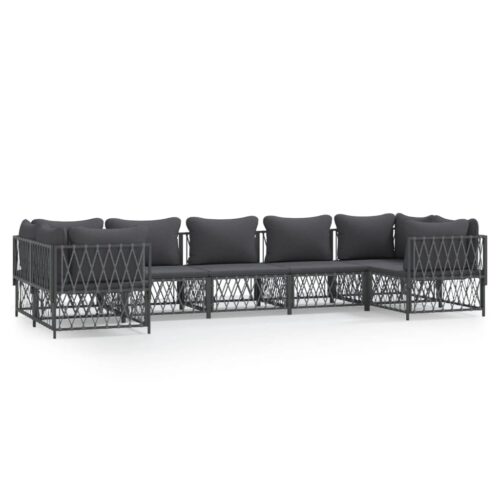 7-Piece Garden Lounge Set with Cushions Anthracite Steel Outdoor Patio Lounge Furniture