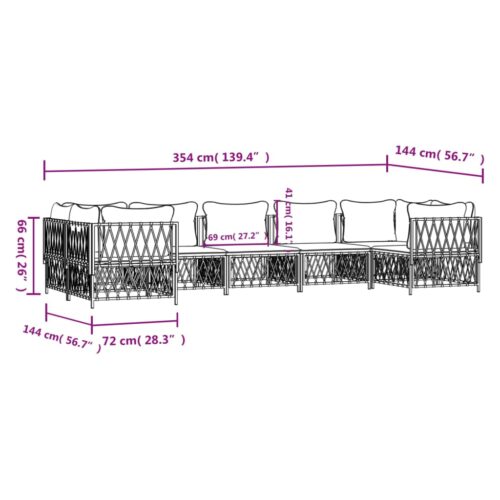 7-Piece Garden Lounge Set with Cushions Anthracite Steel Outdoor Patio Lounge Furniture - Image 8