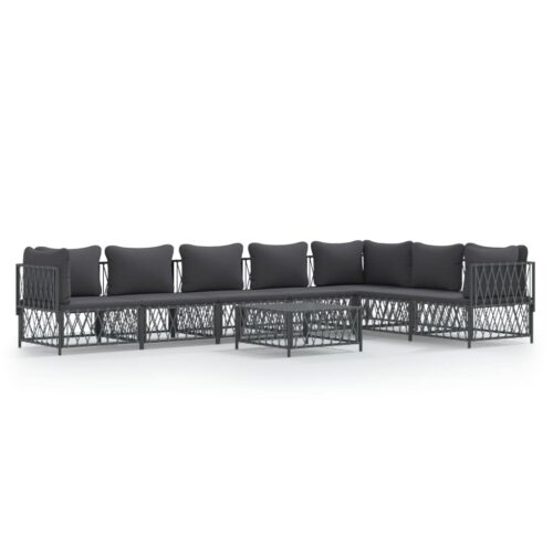 8-Piece Garden Lounge Set with Cushions Anthracite Steel