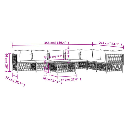 8-Piece Garden Lounge Set with Cushions Anthracite Steel - Image 9