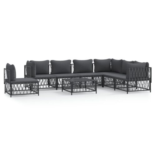 8-Piece Garden Lounge Set with Cushions Anthracite Steel