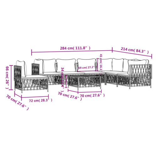 8-Piece Garden Lounge Set with Cushions Anthracite Steel - Image 9