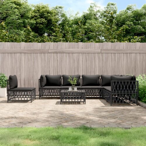 8-Piece Garden Lounge Set with Cushions Anthracite Steel - Image 10