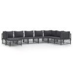 8-Piece Garden Lounge Set with Cushions Anthracite Steel
