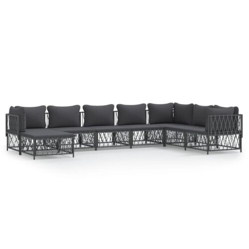 8-Piece Garden Lounge Set with Cushions Anthracite Steel