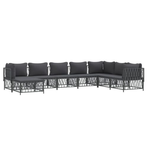 8-Piece Garden Lounge Set with Cushions Anthracite Steel - Image 3