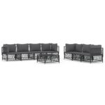 8-Piece Garden Lounge Set with Cushions Anthracite Steel