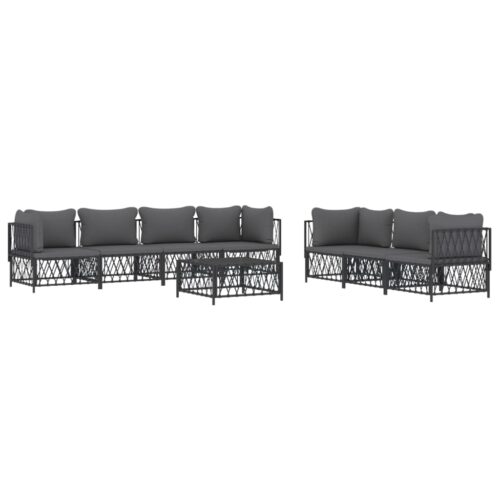 8-Piece Garden Lounge Set with Cushions Anthracite Steel - Image 3