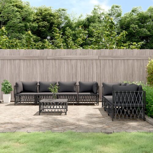8-Piece Garden Lounge Set with Cushions Anthracite Steel - Image 10