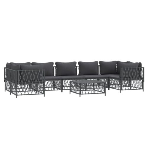8-Piece Garden Lounge Set with Cushions Anthracite Steel - Image 3