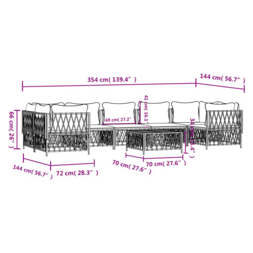 8-Piece Garden Lounge Set with Cushions Anthracite Steel - Image 9