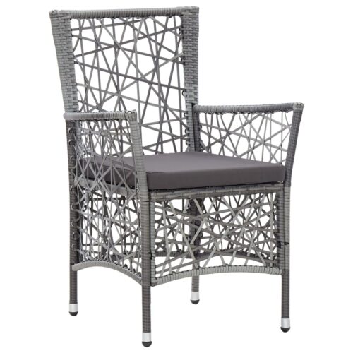 9-Piece Outdoor Dining Set Poly Rattan Wicker Outdoor Patio Furniture Grey - Image 5