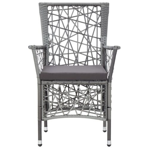9-Piece Outdoor Dining Set Poly Rattan Wicker Outdoor Patio Furniture Grey - Image 6