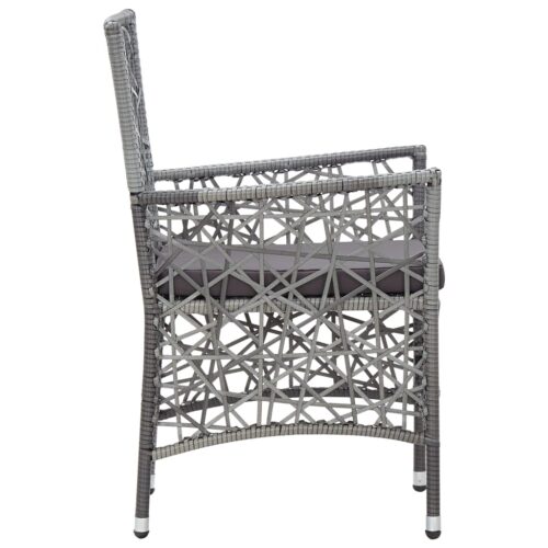 9-Piece Outdoor Dining Set Poly Rattan Wicker Outdoor Patio Furniture Grey - Image 7