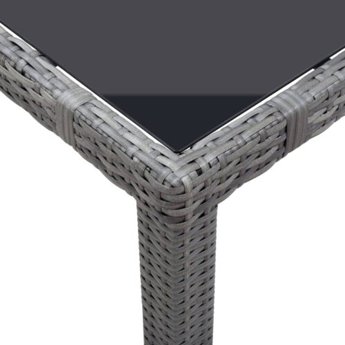 9-Piece Outdoor Dining Set Poly Rattan Wicker Outdoor Patio Furniture Grey - Image 9