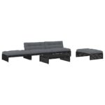 5-Piece Garden Lounge Set with Cushions Black Wood Timber Outdoor Patio Furniture
