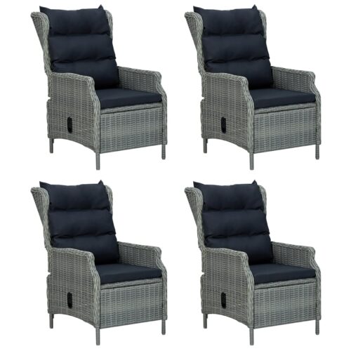 5-Piece Garden Dining Set Light Grey Poly Rattan Wicker Outdoor Patio Furniture - Image 4