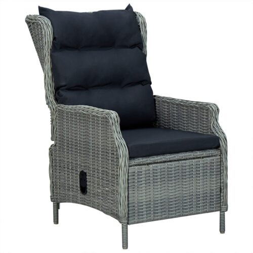 5-Piece Garden Dining Set Light Grey Poly Rattan Wicker Outdoor Patio Furniture - Image 5