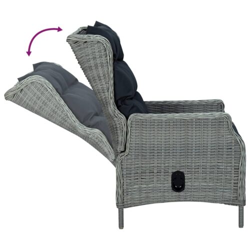 5-Piece Garden Dining Set Light Grey Poly Rattan Wicker Outdoor Patio Furniture - Image 6