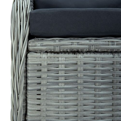 5-Piece Garden Dining Set Light Grey Poly Rattan Wicker Outdoor Patio Furniture - Image 7