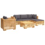 6-Piece Garden Lounge Set with Cushions Wood Timber Outdoor Patio Furniture Teak
