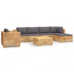 7-Piece Garden Lounge Set with Cushions Wood Timber Outdoor Patio Furniture Teak