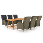 7-Piece Garden Dining Set Brown Outdoor Patio Lounge Furniture
