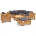 8-Piece Garden Lounge Set with Cushions Acacia Wood Timber Outdoor Patio Furniture