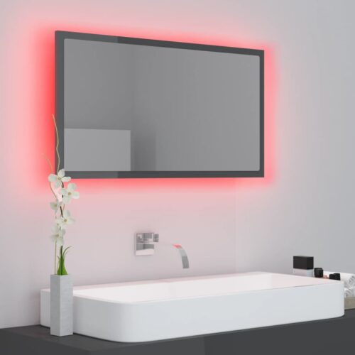 LED Bathroom Mirror High Gloss Grey 80x8.5x37cm Acrylic - Image 5