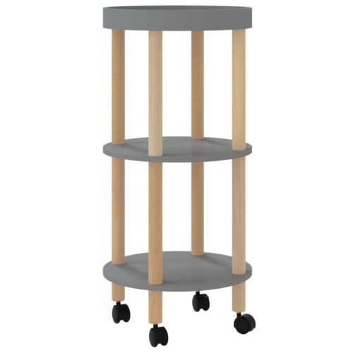 3-tier Trolley Grey 38x38x82cm Engineered Wood Solid Wood Pine - Image 2