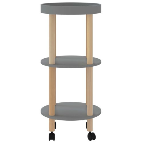 3-tier Trolley Grey 38x38x82cm Engineered Wood Solid Wood Pine - Image 4