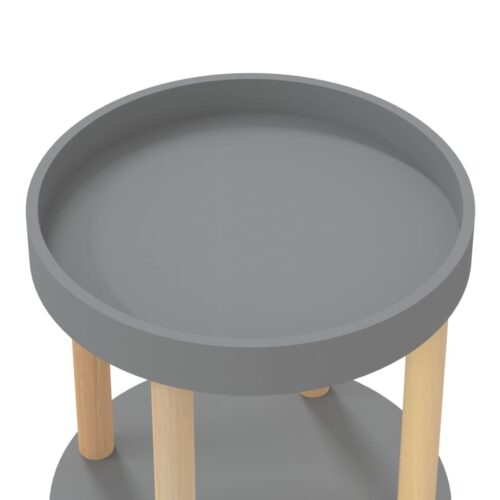 3-tier Trolley Grey 38x38x82cm Engineered Wood Solid Wood Pine - Image 5