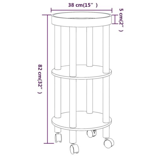 3-tier Trolley Grey 38x38x82cm Engineered Wood Solid Wood Pine - Image 7