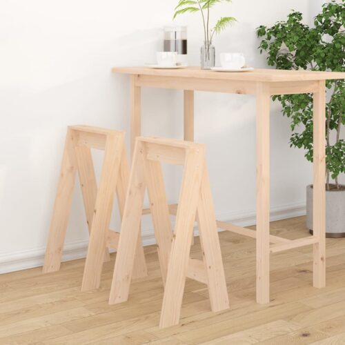 2x Untreated Rustic Pine Wood Stools Kitchen Dining Counter Barstools Chairs 40x40x75cm