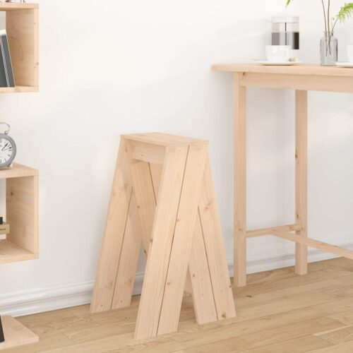 2x Untreated Rustic Pine Wood Stools Kitchen Dining Counter Barstools Chairs 40x40x75cm - Image 3