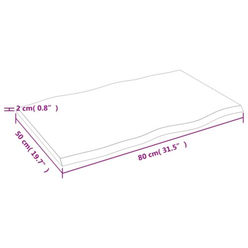 Table Top Dark Brown 80x50x2cm Treated Solid Wood Oak DIY Desk Panel Board - Image 5