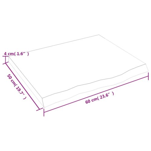 Table Top Dark Brown 60x50x4cm Treated Solid Wood Oak DIY Desk Panel Board - Image 8