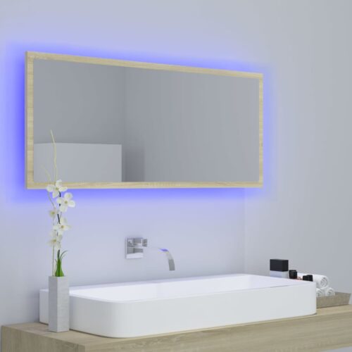 LED Bathroom Mirror Sonoma Oak 100x8.5x37cm Acrylic - Image 3