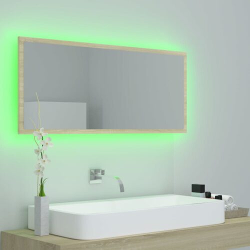 LED Bathroom Mirror Sonoma Oak 100x8.5x37cm Acrylic - Image 4