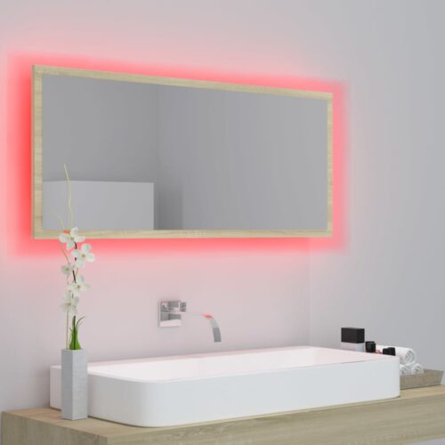 LED Bathroom Mirror Sonoma Oak 100x8.5x37cm Acrylic - Image 5