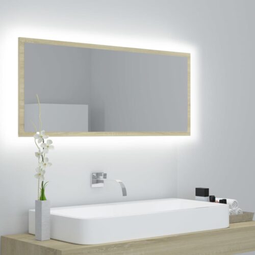 LED Bathroom Mirror Sonoma Oak 100x8.5x37cm Acrylic - Image 12