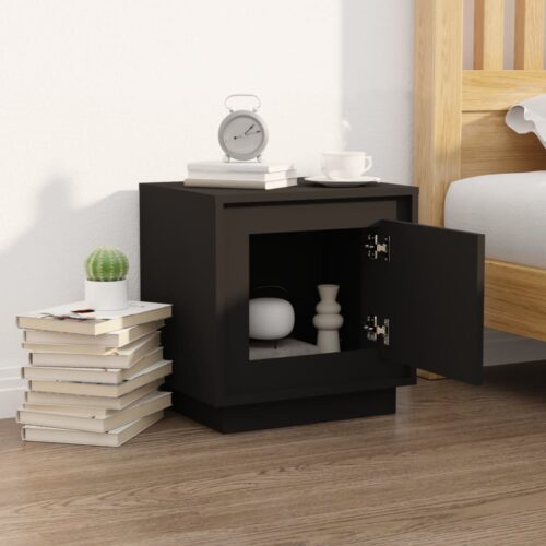 Bedside Cabinet Black 44x35x45cm Engineered Wood - Image 3
