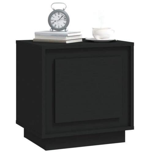 Bedside Cabinet Black 44x35x45cm Engineered Wood - Image 4
