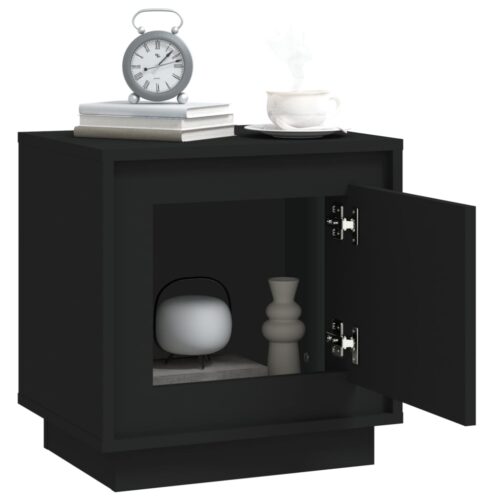Bedside Cabinet Black 44x35x45cm Engineered Wood - Image 5