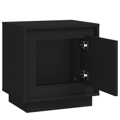 Bedside Cabinet Black 44x35x45cm Engineered Wood - Image 6